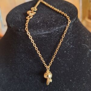 Gold-Tone Chain Bracelet with Brass Mushroom  Charm